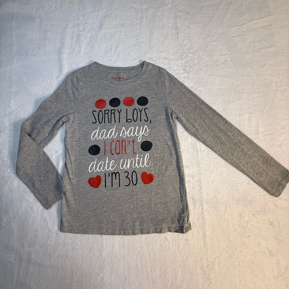 Cat & Jack Gray Long Sleeve Tee with Playful Print for
 Little Girls Size 6/6X